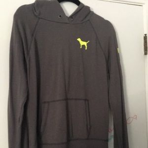 Pink: Grey Hoodie with green dog and detailing
